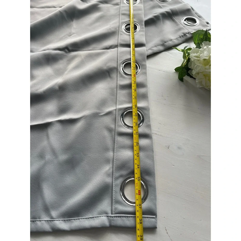 Gray Window Curtain Panels Set Room Darkening Drapes Grommet Top‎ Polyester